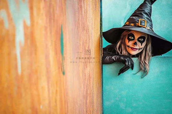 疯狂万圣节搞怪装扮人物女巫摄影图