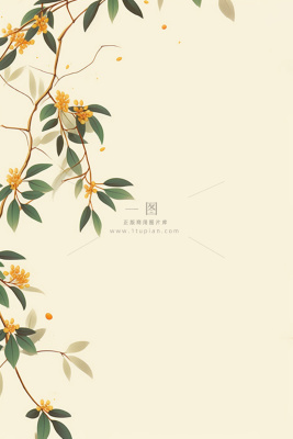 桂花枝叶清新黄色国风背景