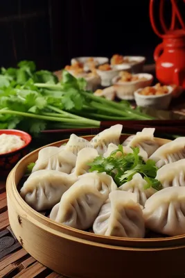 饺子蒸饺中国传统节日新年摄影图