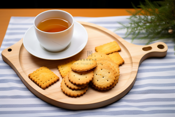 营养早餐日式小圆饼喝茶摄影图