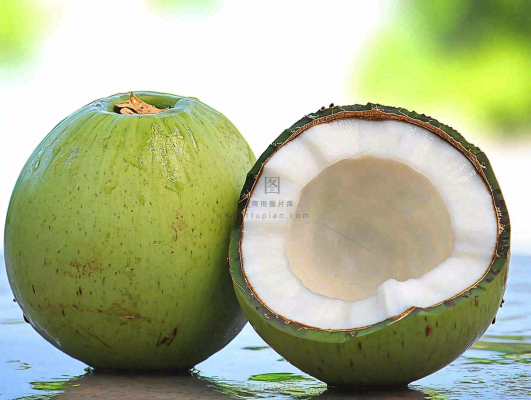 青皮椰子新鲜水果背景图
