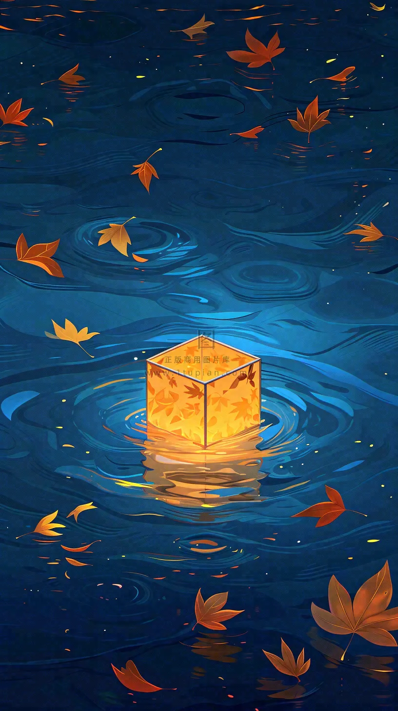 夜晚点灯孔明灯祈福中元节寒衣节插画背景