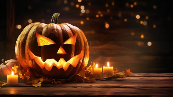 万圣节搞怪南瓜灯恐怖夜晚摄影图