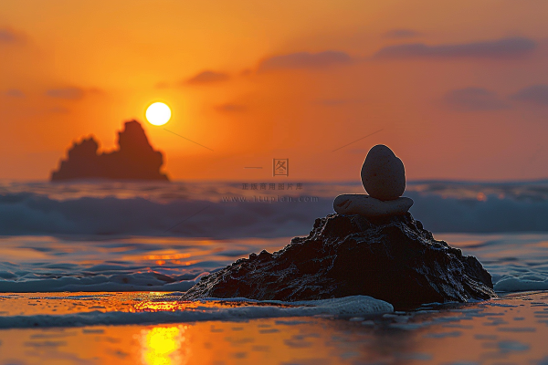 夏日落日海报沙滩晚霞摄影图
