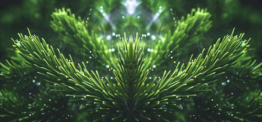 绿色绿植枝叶镜像镜头，新鲜生命力摄影图