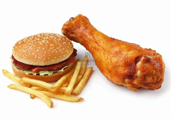 薯条汉堡炸鸡腿美食摄影图