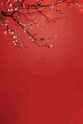 红色墙背景梅花红花鸟情人节七夕小年新年除夕背景