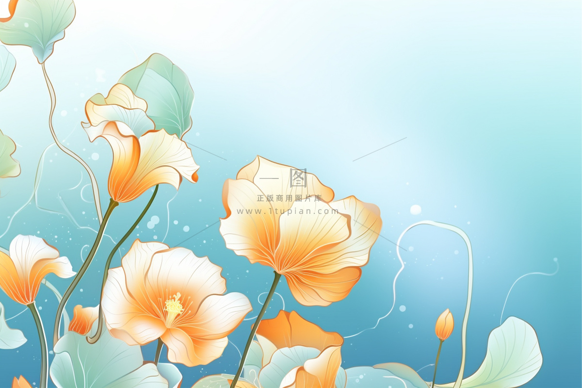 国风典雅金黄色花清新节气banner背景