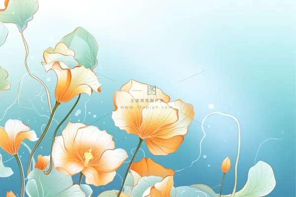 国风典雅金黄色花清新节气banner背景 国风典雅金黄色花清新节气banner背景