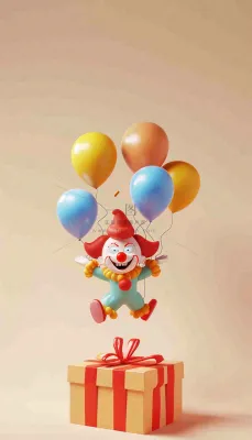 卡通插画马戏团小丑搞怪娱乐快乐表演愚人节插画背景