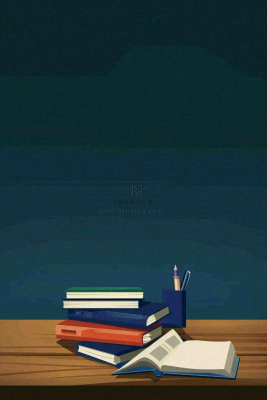 书桌课桌书本知识教师节插画背景 书桌课桌书本知识教师节插画背景