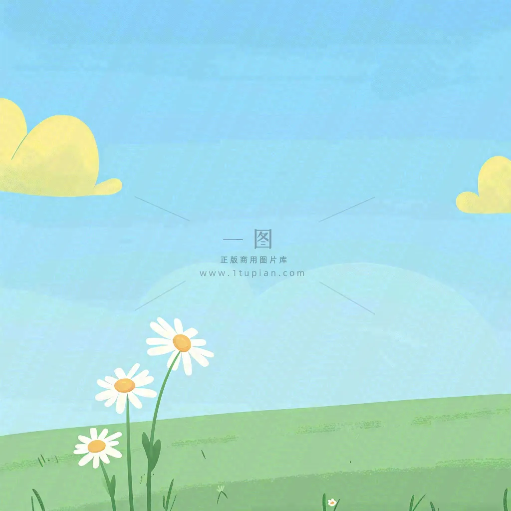 春天卡通手绘花草儿童节踏青春游