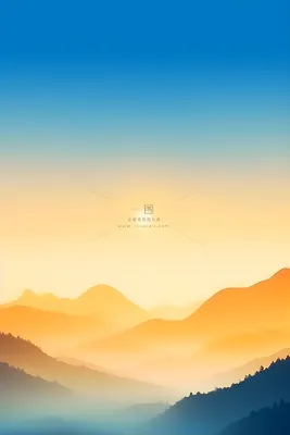 山脉蓝天渐变大气背景