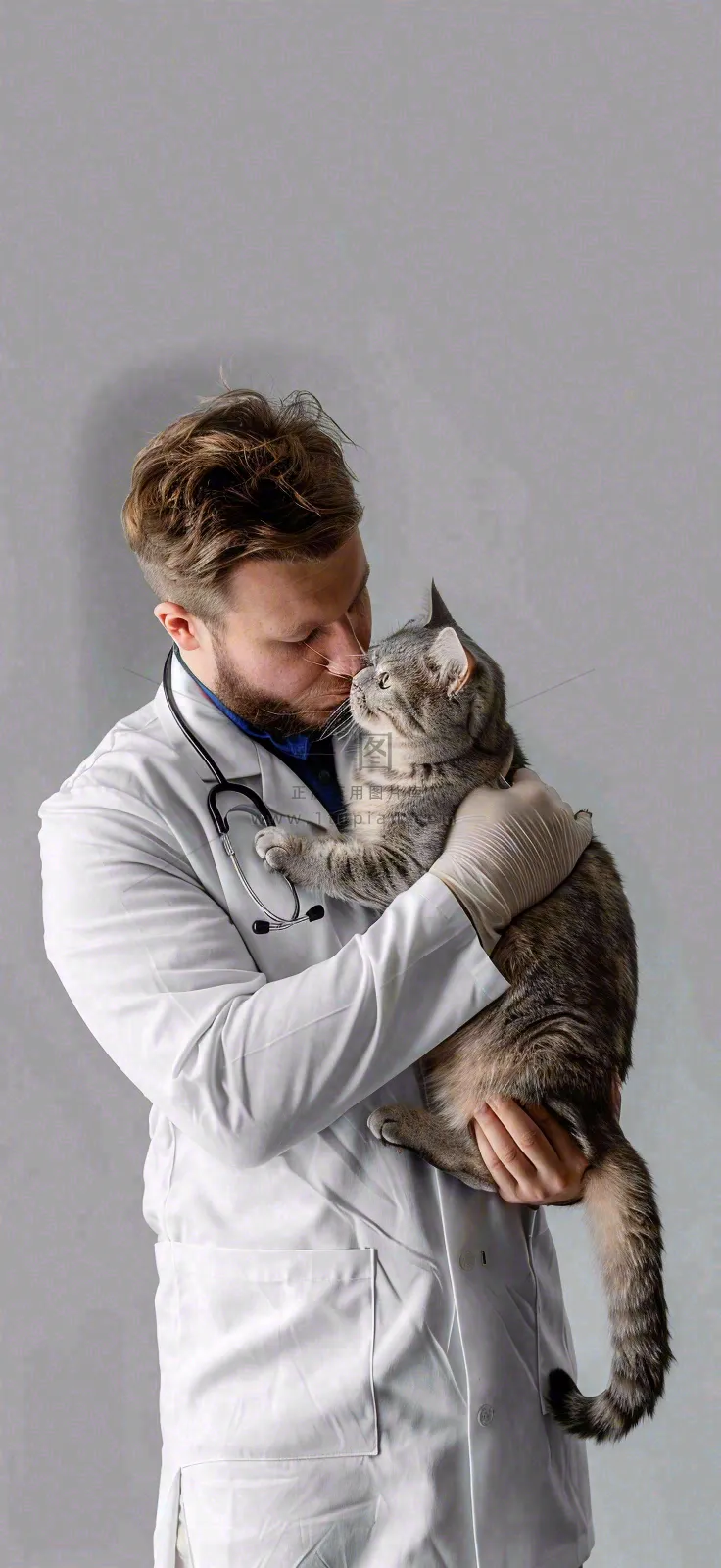 萌宠宠物医院医生抱着猫咪摄影图背景
