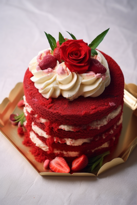 草莓奶油味蛋糕水果蛋糕下午茶美食甜点摄影图