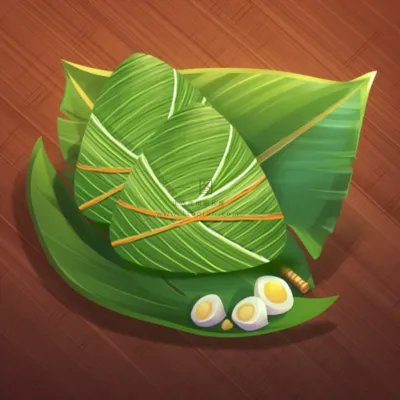 端午节粽子绿叶素材背景