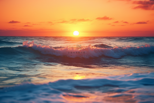 海洋海边日出日落夕阳摄影图