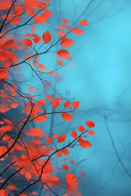 红叶大气简约蓝色背景 红叶大气简约蓝色背景
