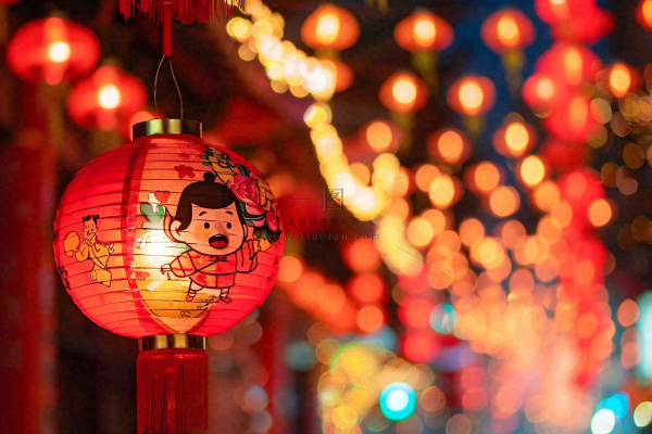 新春新年街上红灯笼热闹节日庆祝摄影图