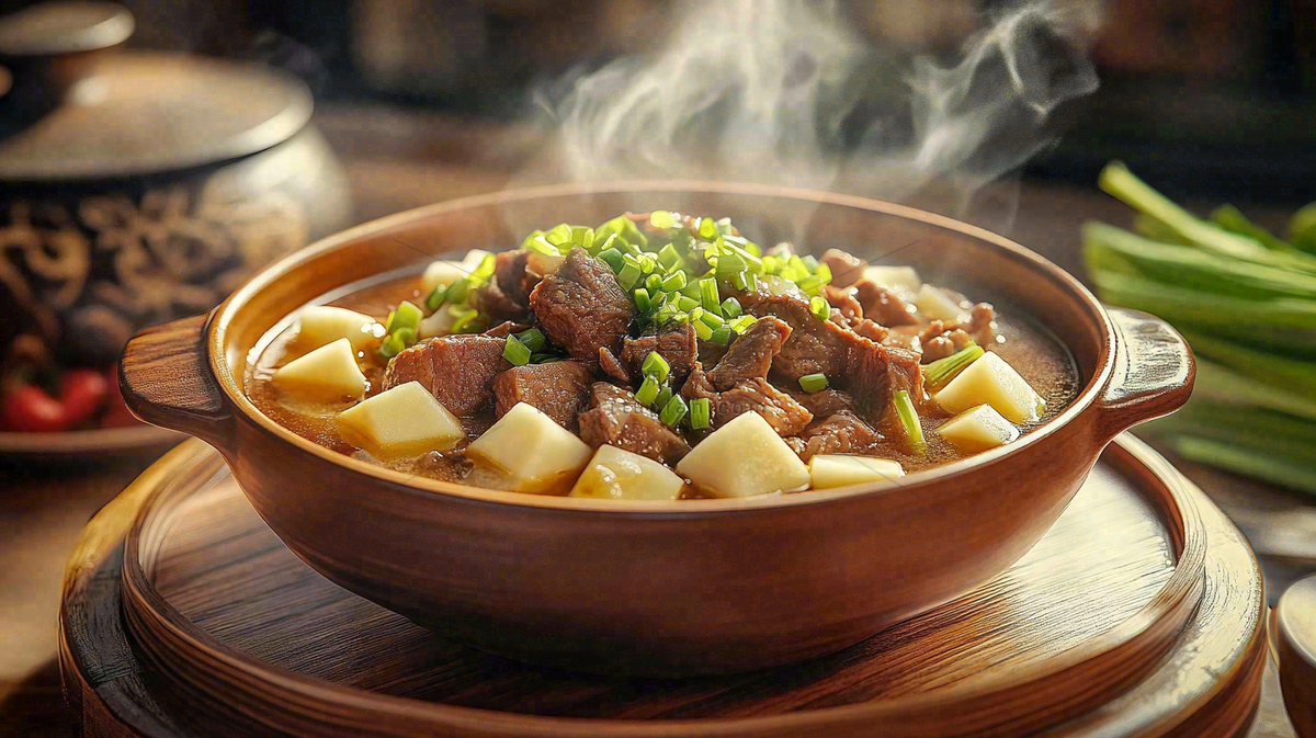 土豆牛肉牛腩美味美食摄影图