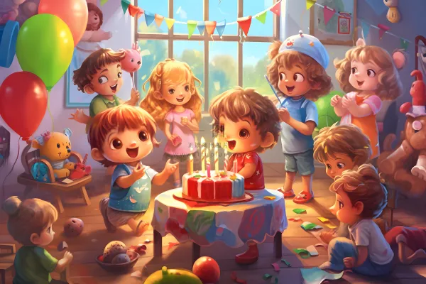 儿童孩子玩耍气球乐园聚会插画海报素材背景