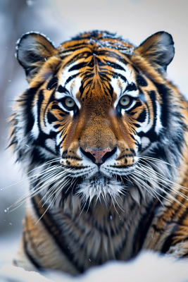 东北虎冬天雪地里的老虎摄影图