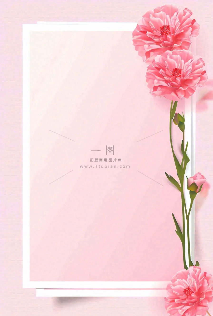 教师节粉色鲜花信封边框插画背景