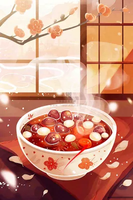 腊八粥冬季新年腊八节卡通插画背景