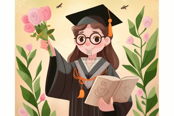 毕业学生穿着学士服花海报素材背景