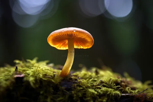 苔藓上生长着一个蘑菇细节特写摄影图 苔藓上生长着一个蘑菇细节特写摄影图