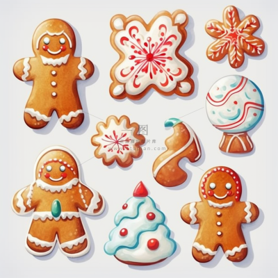 姜饼人圣诞饼干甜点卡通插画背景 姜饼人圣诞饼干甜点卡通插画背景
