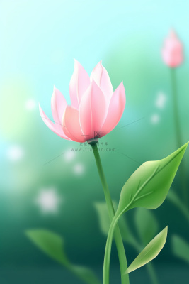 粉蓝色清爽夏日大气花朵扁平背景 粉蓝色清爽夏日大气花朵扁平背景