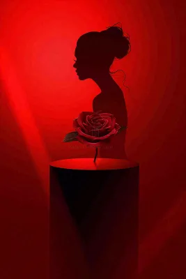 红色玫瑰花展台女生节女神妇女节情人节七夕插画背景 红色玫瑰花展台女生节女神妇女节情人节七夕插画背景