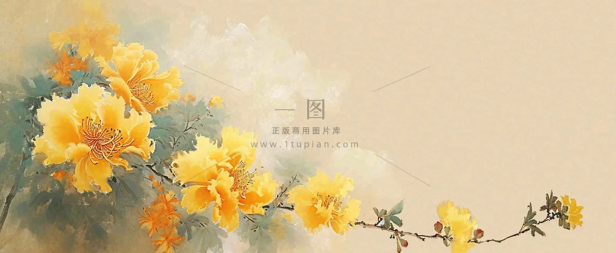 温馨纹理橙色花朵鲜花蝴蝶意境唯美，中国风