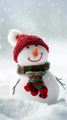 冬天白雪地里的雪人装饰小寒大寒大雪摄影图