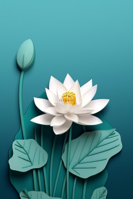 意境创意折叠莲花蓝色节气海报背景 意境创意折叠莲花蓝色节气海报背景