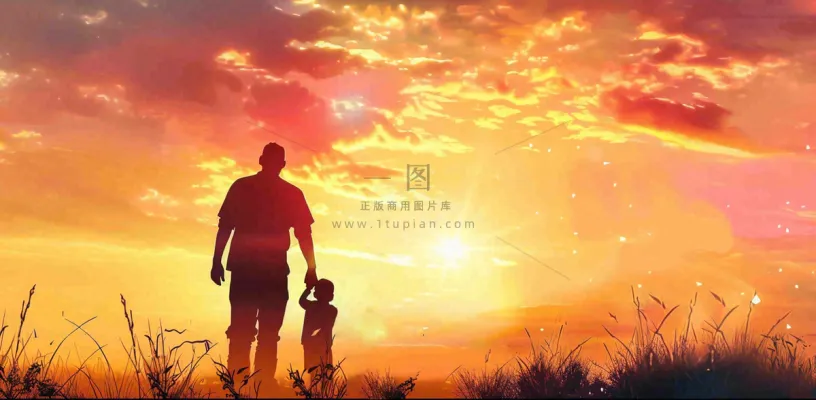 父亲节爸爸和孩子剪影亲情摄影图