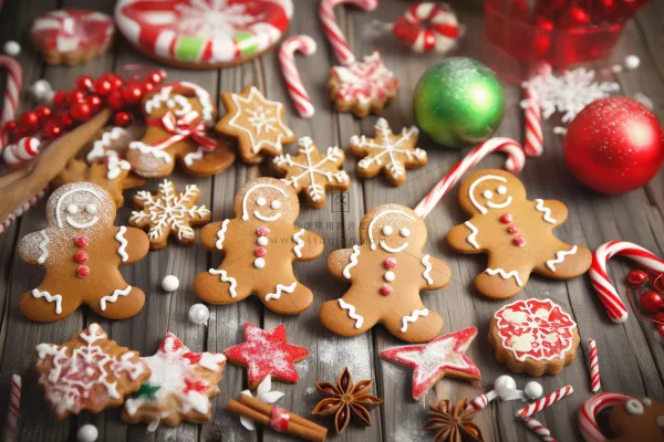 圣诞糖果姜饼人雪花饼干摄影图 圣诞糖果姜饼人雪花饼干摄影图
