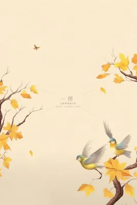 国风秋叶落叶简约节气海报背景 国风秋叶落叶简约节气海报背景