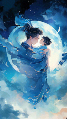 父爱如山父亲节温情亲情爱意深蓝唯美星光手绘插画