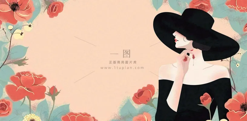 唯美鲜花女生女神妇女节插画背景 唯美鲜花女生女神妇女节插画背景