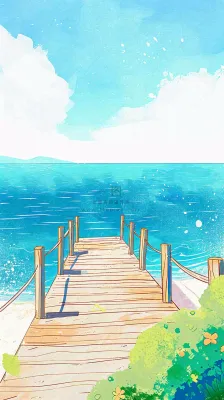 海边沙滩玩耍旅行夏日假期游玩手绘插画,可爱清新,夏至小暑大暑 海边沙滩玩耍旅行夏日假期游玩手绘插画,可爱清新,夏至小暑大暑