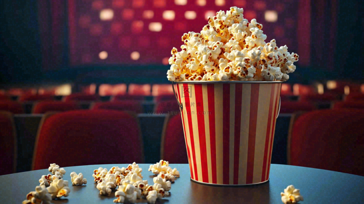 电影院休闲爆米花观影场景摄影图
