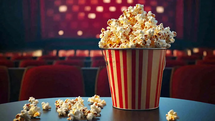 电影院休闲爆米花观影场景摄影图