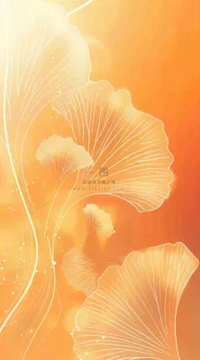 秋天的银杏叶橘黄唯美插画立秋秋分插画背景 秋天的银杏叶橘黄唯美插画立秋秋分插画背景