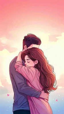 简约渐变浪漫爱心情侣情人节温馨爱情