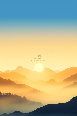 山脉蓝天渐变大气背景