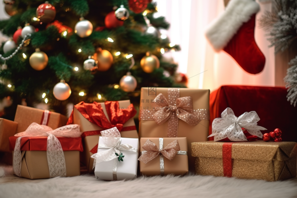 圣诞节礼物圣诞树装饰摄影图