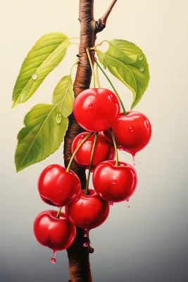 樱桃车厘子水果彩铅水彩插画插图背景