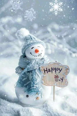 冬天白雪世界可爱雪人木牌欢迎唯美立冬小雪大雪冬至摄影图